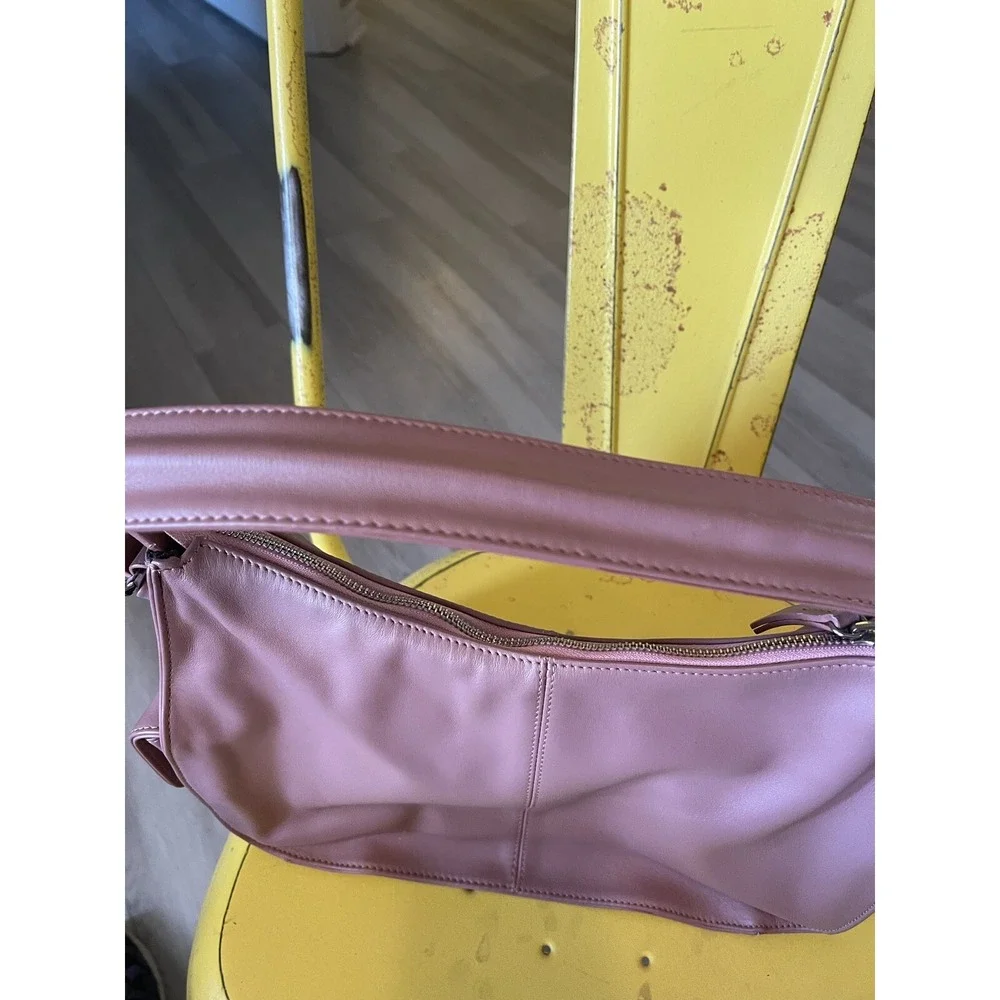 Desmo Pink Leather Handbag 2 Buckle Side Pockets Made In Italy